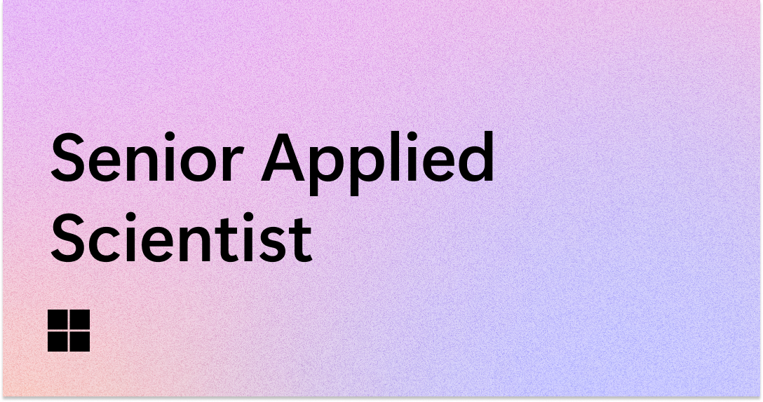 Text "Senior Applied Scientist" in bold black font on a pastel gradient background with a small black square icon in the lower left corner.