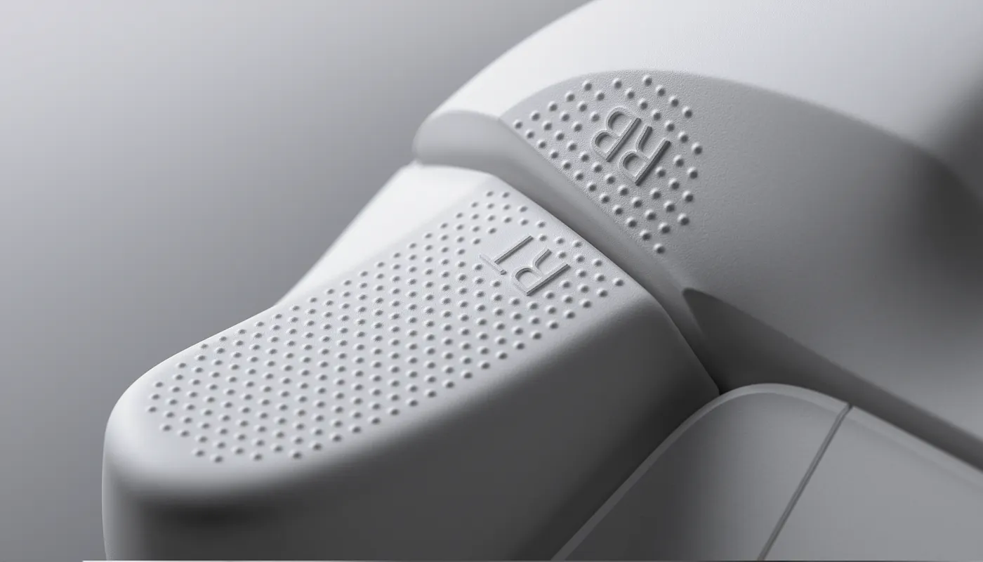 Close-up view of the RB and RT shoulder buttons on a white gaming controller, featuring textured surfaces for grip.