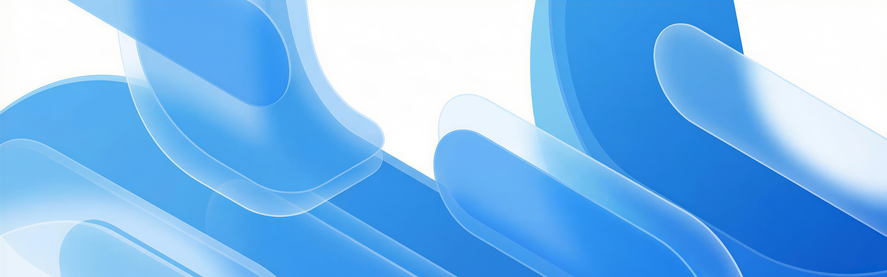 Abstract image featuring overlapping translucent blue shapes with rounded edges, set against a white background, creating a modern and dynamic visual effect.